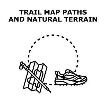 Navigating mountain terrain using hiking map and gear イラスト素材