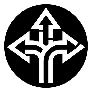 Navigating multiple directions, finding a path forward logo Stock Illustration