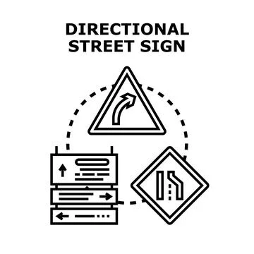 Navigating new paths, planning route with directional street signs Illustrazione stock