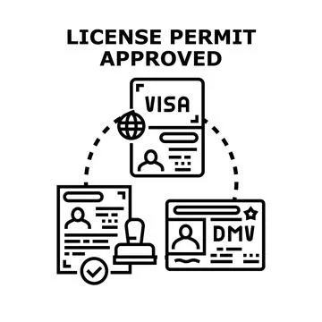 Navigating official documents for license permit approval Stock Illustration