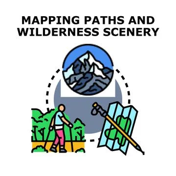 Navigating outdoor paths and exploring wilderness scenery Illustrazione stock