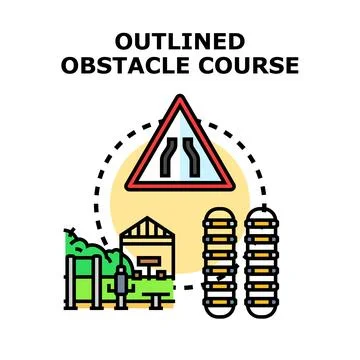 Navigating outlined obstacle course showing challenge and difficulty Stock Illustration