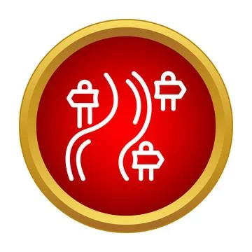 Navigating route with multiple directional road signs icon Stock Illustration