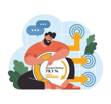 Navigating through ideas. Flat vector illustration Stock Illustration