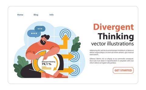 Navigating through ideas. Flat vector illustration Illustrazione stock