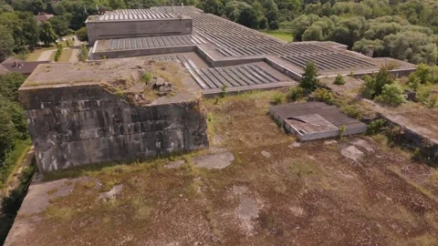 Navigating top-view Bunker Valentin 4K Drone_looking down Video stock 334232539