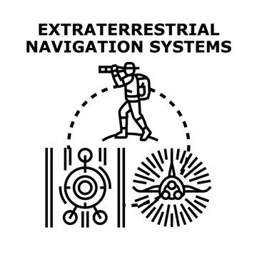 Navigating unknown territories using extraterrestrial systems concept Stockillustratie