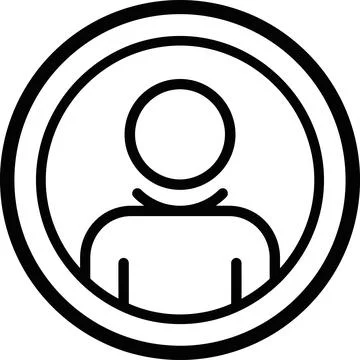Navigating User Account Profile Displayed as Black Line Art Vector Icon Sym.. Stock-Illustration