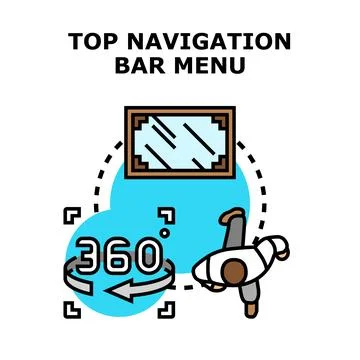 Navigating virtual reality environment with 360 degree view Stock Illustration