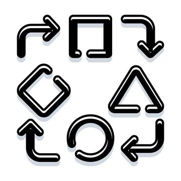 Navigating website interface with black arrow icons set Stock Illustration
