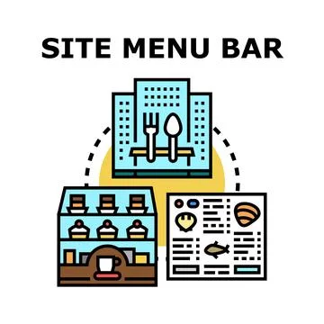 Navigating website menu bar options for food service Stock Illustration