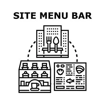 Navigating website menu bar options for food service Stock Illustration