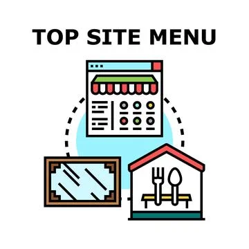 Navigating website top menu for online services Stock Illustration