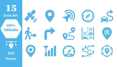 Navigation and gps map marker icon set with navigation location direction Stock Illustration