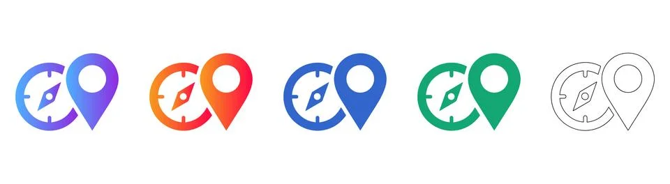 Navigation and Location Pointer Icon Set Stock Illustration