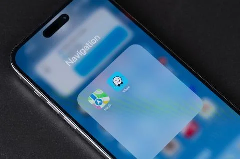 Navigation application on iphone menu Foto stock