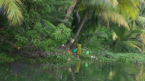 Navigation in bacwaters in Kerala Stock Footage 52157033