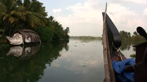 Navigation in bacwaters in Kerala 스톡 동영상 52157315