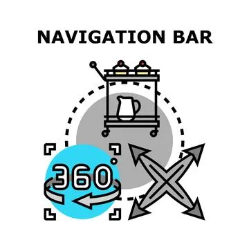 Navigation bar concept with interactive ui elements Stock Illustration