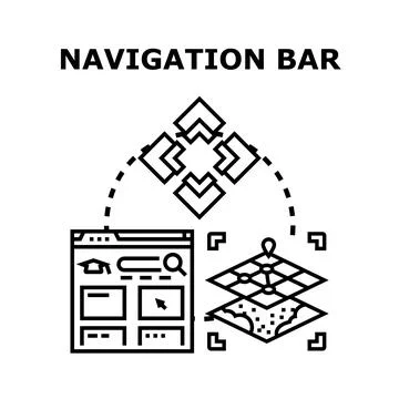 Navigation bar concept with website interface Ilustração Stock