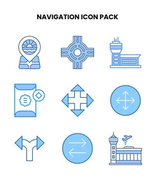 Navigation Blue Bundle Icons Pack 스톡 일러스트