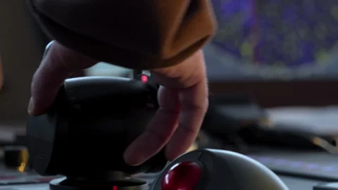 Navigation bridge of ship. Azimuth controller turned by hand. Control panel in Vidéo 266531008