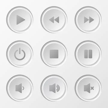 Navigation Button Set White Illustrazione stock