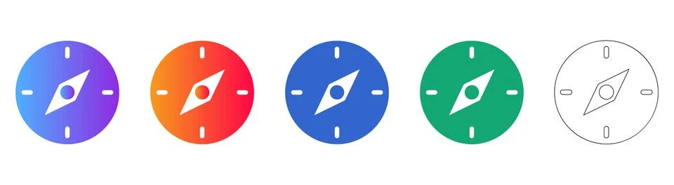 Navigation Compass Direction Icon Set Stock Illustration
