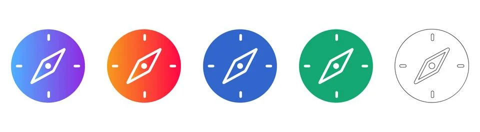 Navigation Compass Direction Icon Set Stock Illustration