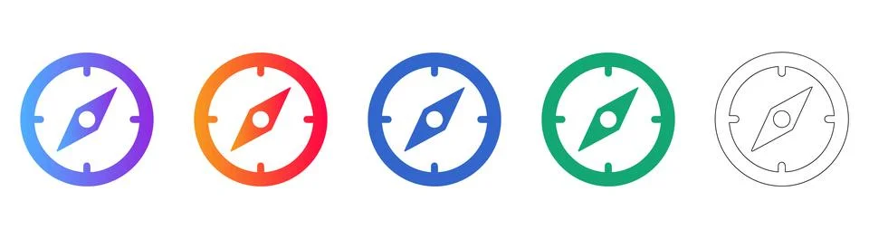 Navigation Compass Direction Icon Set Stock Illustration