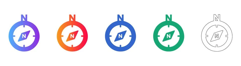 Navigation Compass Direction Icon Set Illustrazione stock