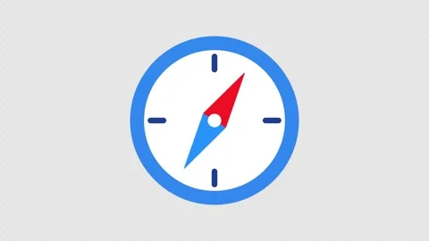 Navigation compass icon with settling red and blue needle seamless loop Stock Footage 332973503