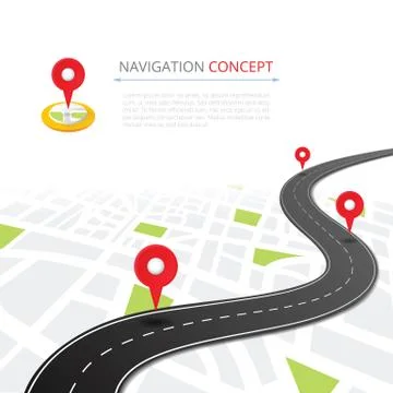 Navigation concept with pin pointer Stock Illustration