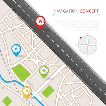 Navigation concept with pin pointer Stock Illustration