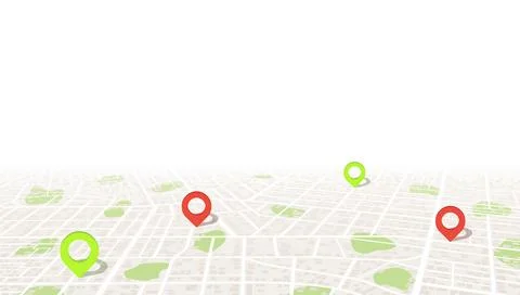 Navigation concept with pin pointers. Location pin on perspective city map Stock Illustration