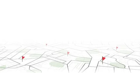 Navigation concept with pin pointers. Location pin on perspective city map Stock Illustration