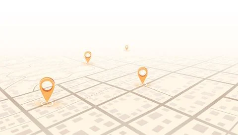 Navigation concept with pin pointers. Location pin on perspective city map Stock Illustration