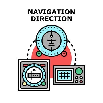 Navigation direction determining system concept vector Stock Illustration