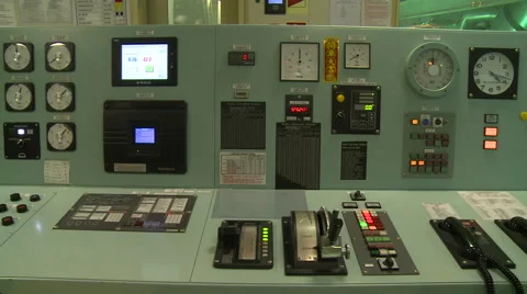 Navigation elements inside of the bridge of a cargo ship. Stock Footage 66450100