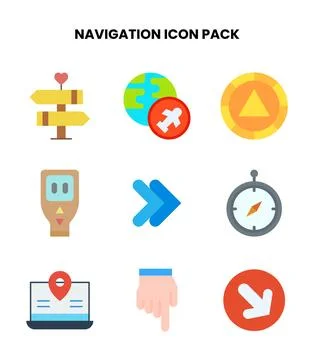Navigation Flat Bundle Icons Pack Stock Illustration