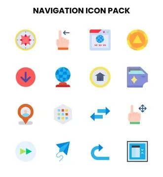 Navigation Flat Bundle Icons Pack Illustrazione stock