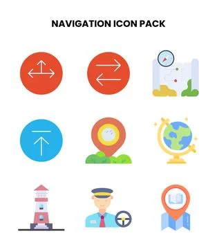 Navigation Flat Graphics Icons Pack 스톡 일러스트