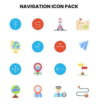 Navigation Flat Graphics Icons Pack Illustrazione stock