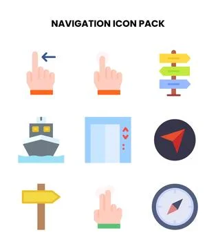 Navigation Flat Graphics Icons Pack Stock Illustration