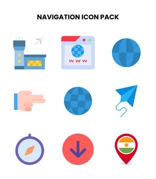 Navigation Flat Graphics Icons Pack Stock Illustration