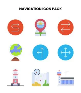 Navigation Flat Icons Pack 스톡 일러스트