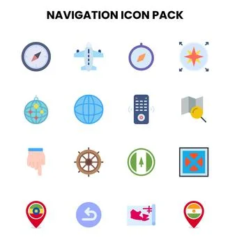 Navigation Flat Scalable Icons Pack 스톡 일러스트