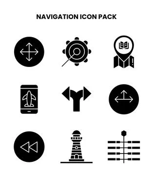 Navigation Glyph Bundle Icons Pack 스톡 일러스트