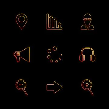 Navigation , graph , avtar , speaker,  progress , headset ,search , zoom out, イラスト素材