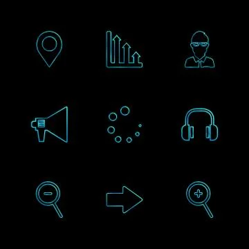 Navigation , graph , avtar , speaker,  progress , headset ,search , zoom out, イラスト素材